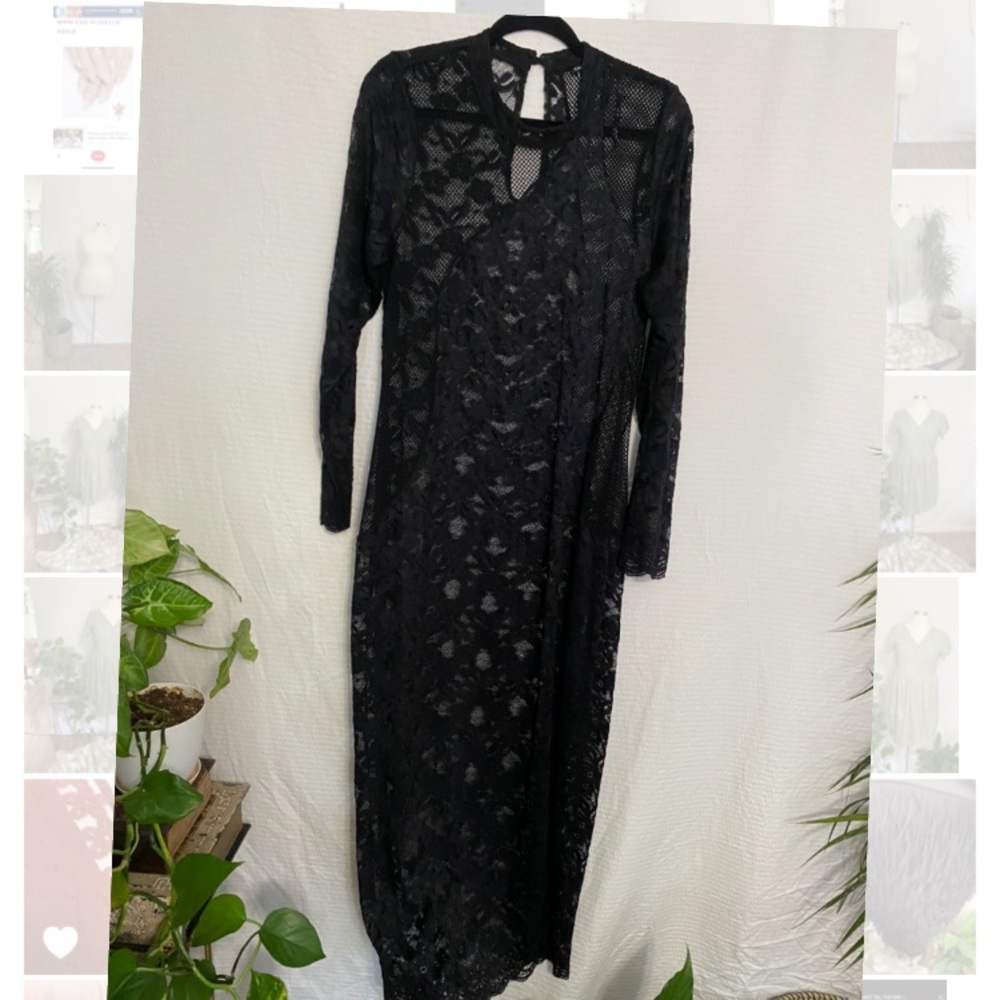 Lace Maxi Dress- Sheer Outerlayer